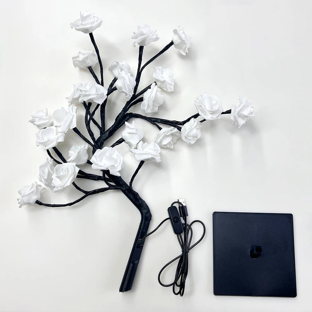 LED Rose Tree Night Light – USB Powered Table Lamp