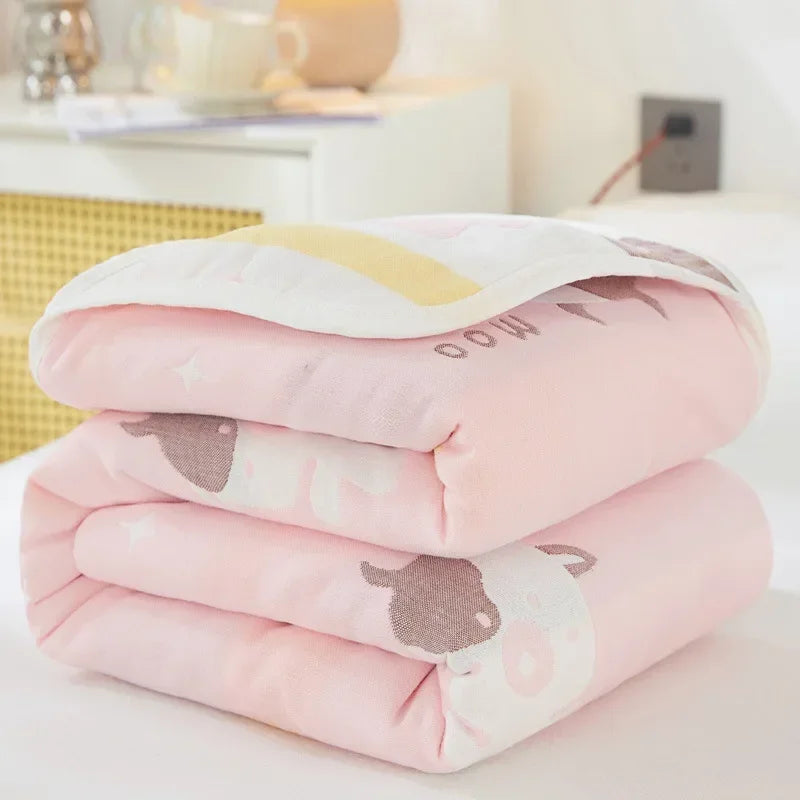 🌿 100% Cotton Pastoral Style Thread Blanket – Soft, Breathable & Lightweight Throw for Home, Travel, and Outdoor Use