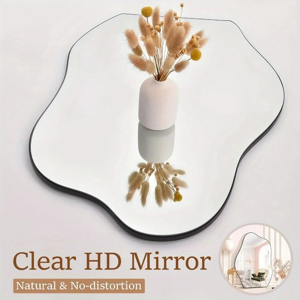 32" x 24.5" Irregular Frameless Wall Mirror – Artistic Wall-Mounted
