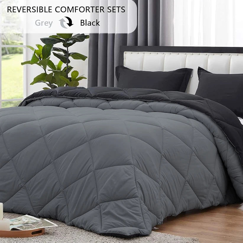 Reversible Comforter Set – Queen/King, All-Season Bedding with Soft Comforter & Pillow Shams
