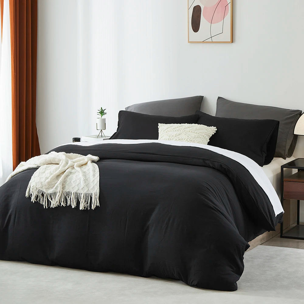 Boho Duvet Cover – Solid Color All-Season Bedding Set