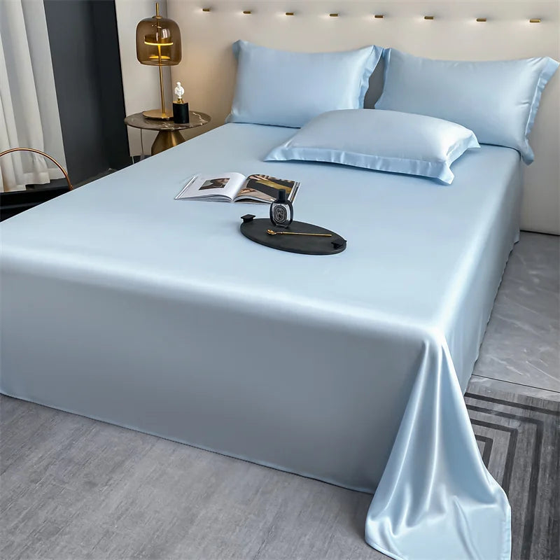 Luxury 100% Bamboo Fiber Bed Sheet | Ultra Soft Cooling Flat Sheet & Pillowcases | Breathable Silky Bedding
