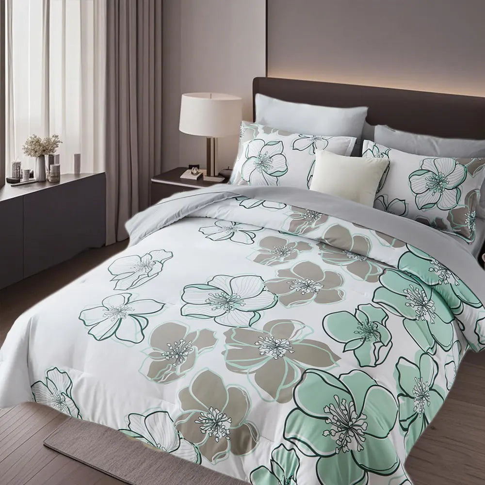 7-Piece Floral Print Comforter Set – Soft, Cozy & Elegant Bedding