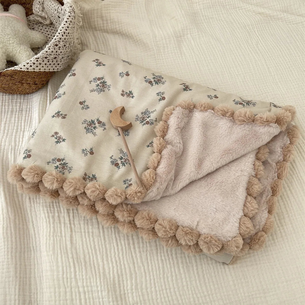 Floral Wool Baby Blanket – Soft & Warm for Winter