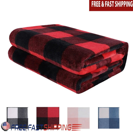 Plaid Soft Plush Fleece Blanket – Lightweight, Cozy & Stylish Comfort for Every Season