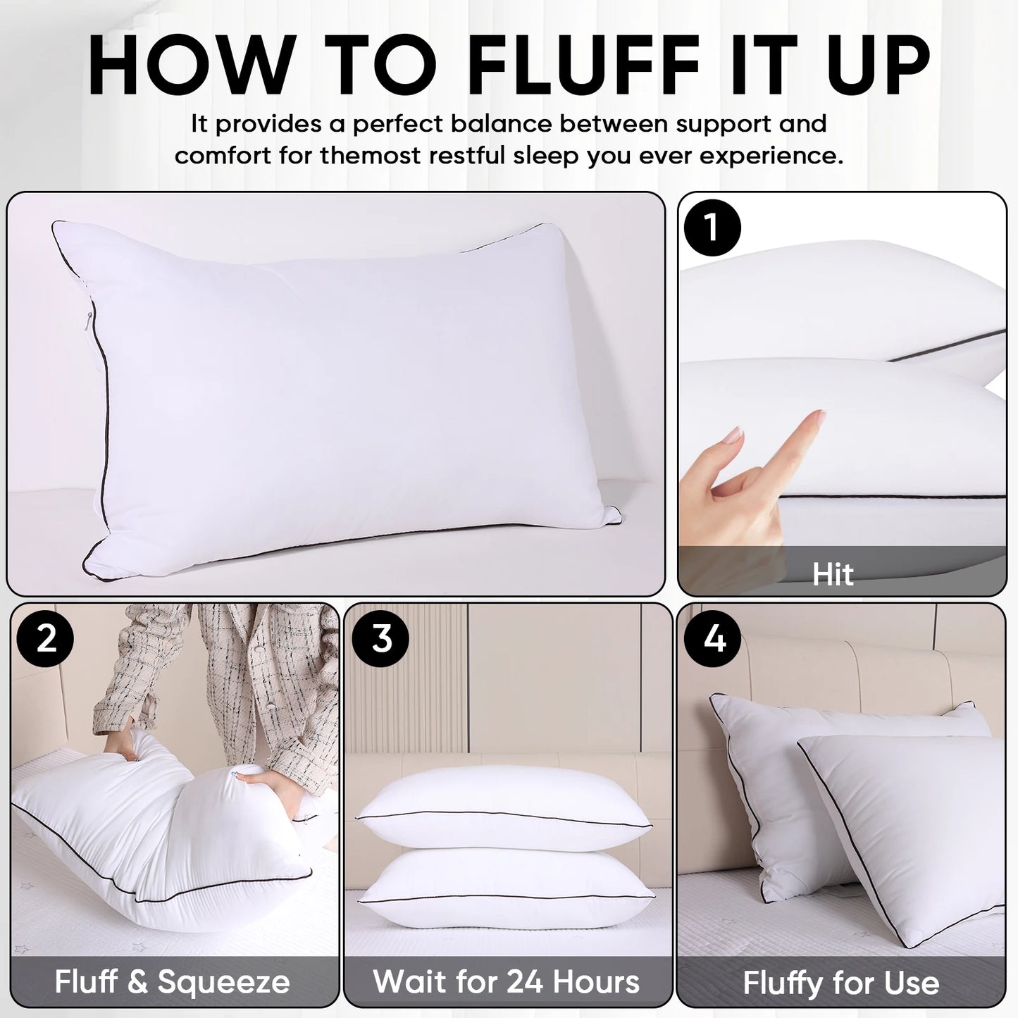 Luxury Hotel Pillow – High Loft, Neck Support, All-Season Comfort