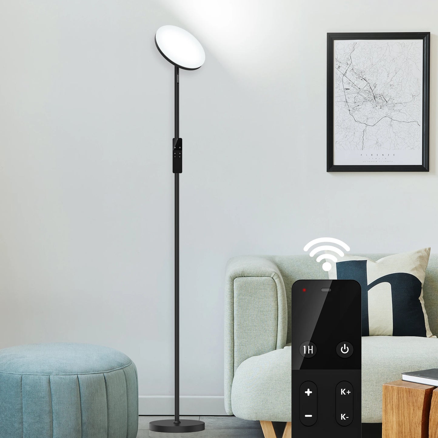 70" LED Torchiere Floor Lamp with Remote Control – Modern Adjustable Ambient Lighting