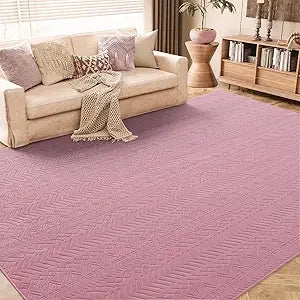 Boho Khaki Washable Area Rug 6x9 – Non-Slip 3D Moroccan Living Room Carpet