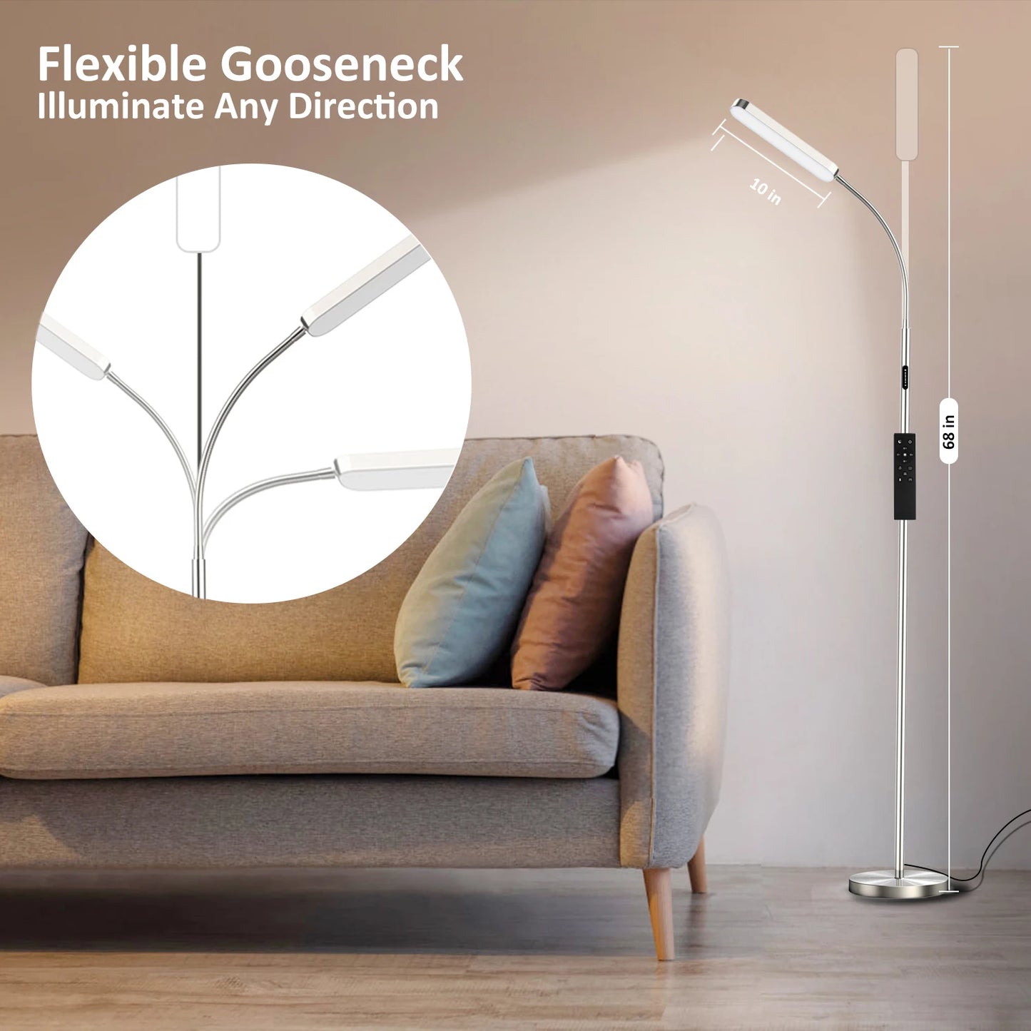 68.7" LED Standing Floor Lamp with Remote Control – Modern Dimmable Lighting