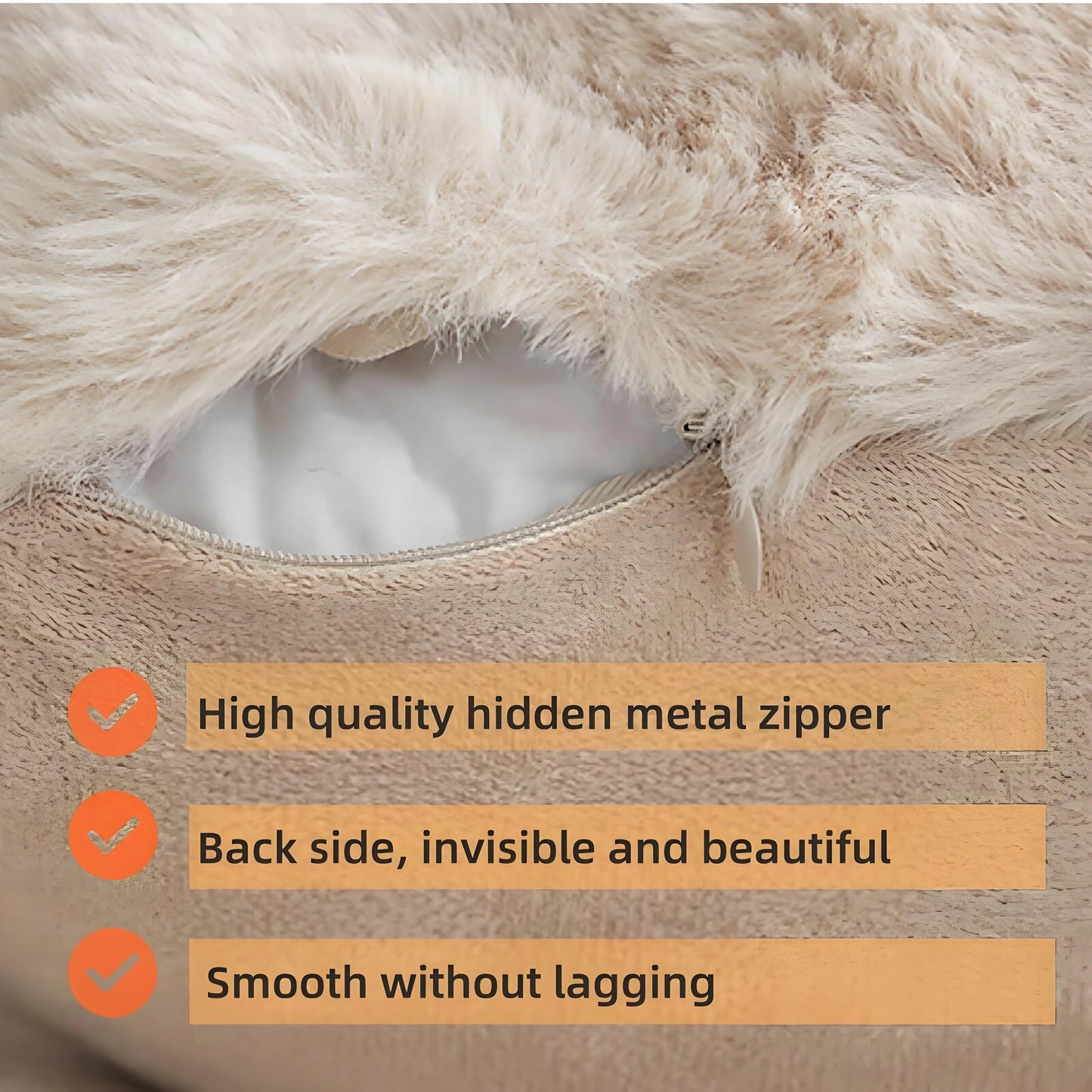 Faux Fur Pillow Covers – Set of 2, 18x18” Plush Decorative Cases