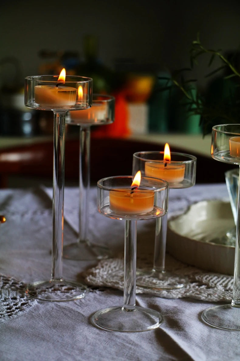 Set of Glass Tealight Candle Holders – Elegant Crystal Decor
