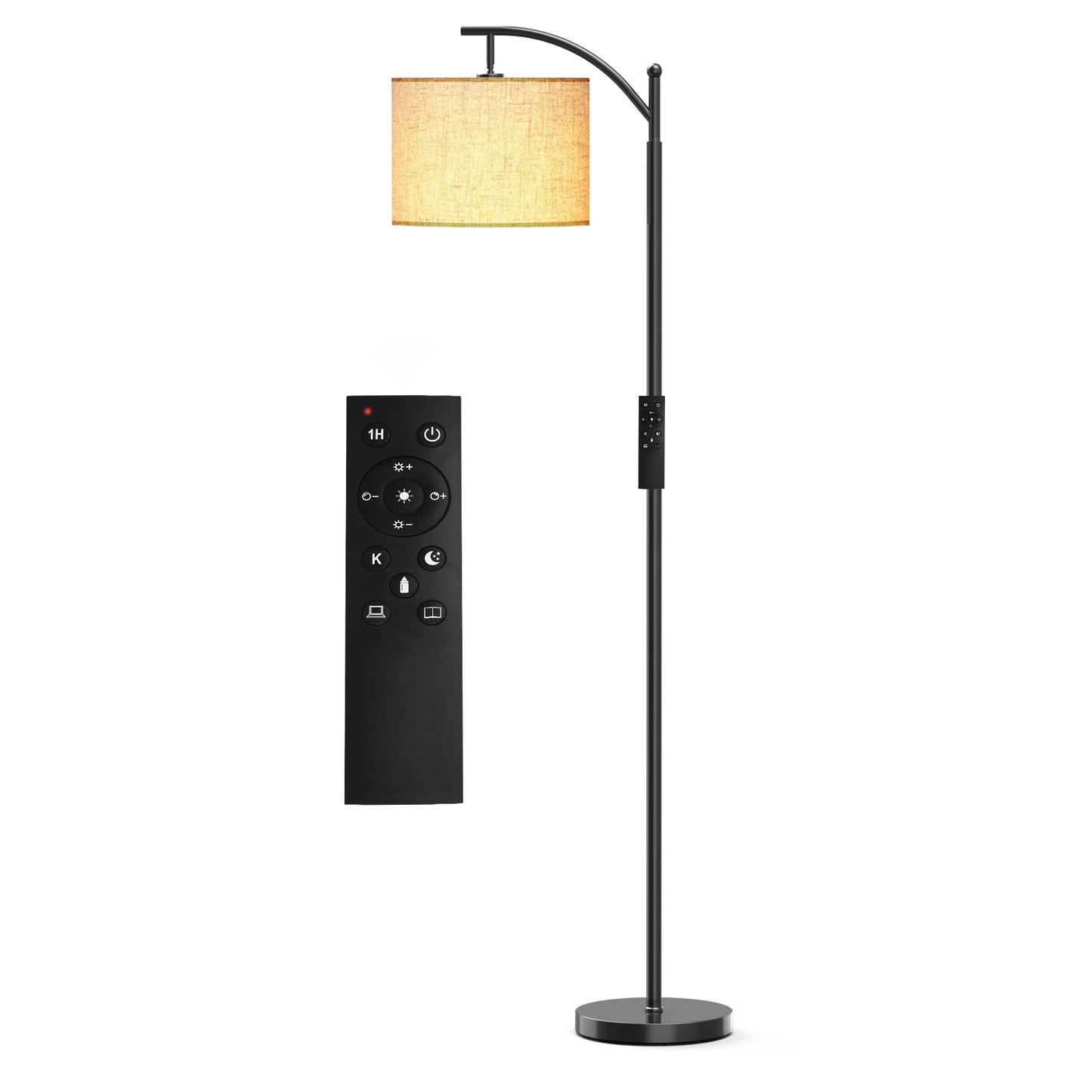 62-Inch Arched Floor Lamp – Remote-Controlled Dimmable LED with Bulb Included