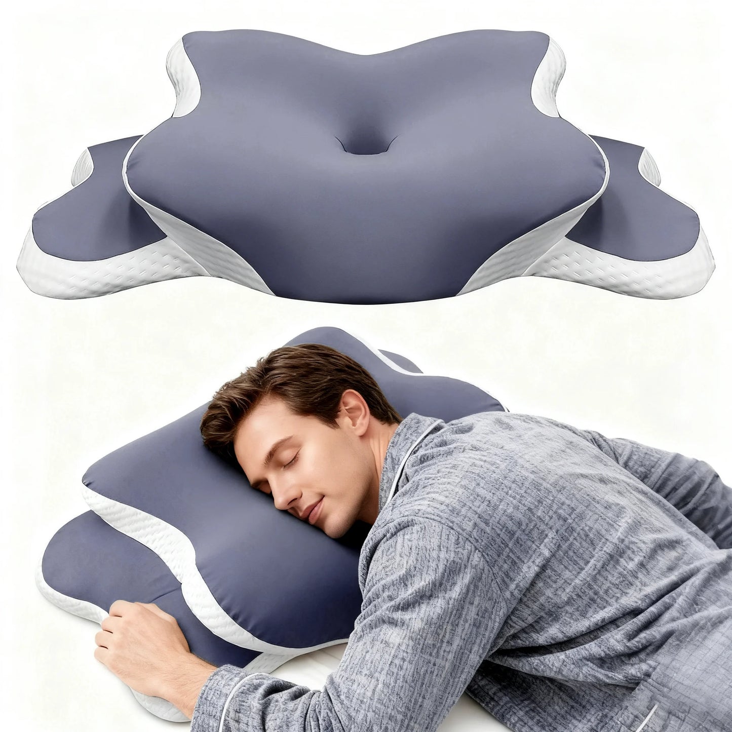 Memory Foam Pillow – Orthopedic Neck Support with Ice Silk Cover