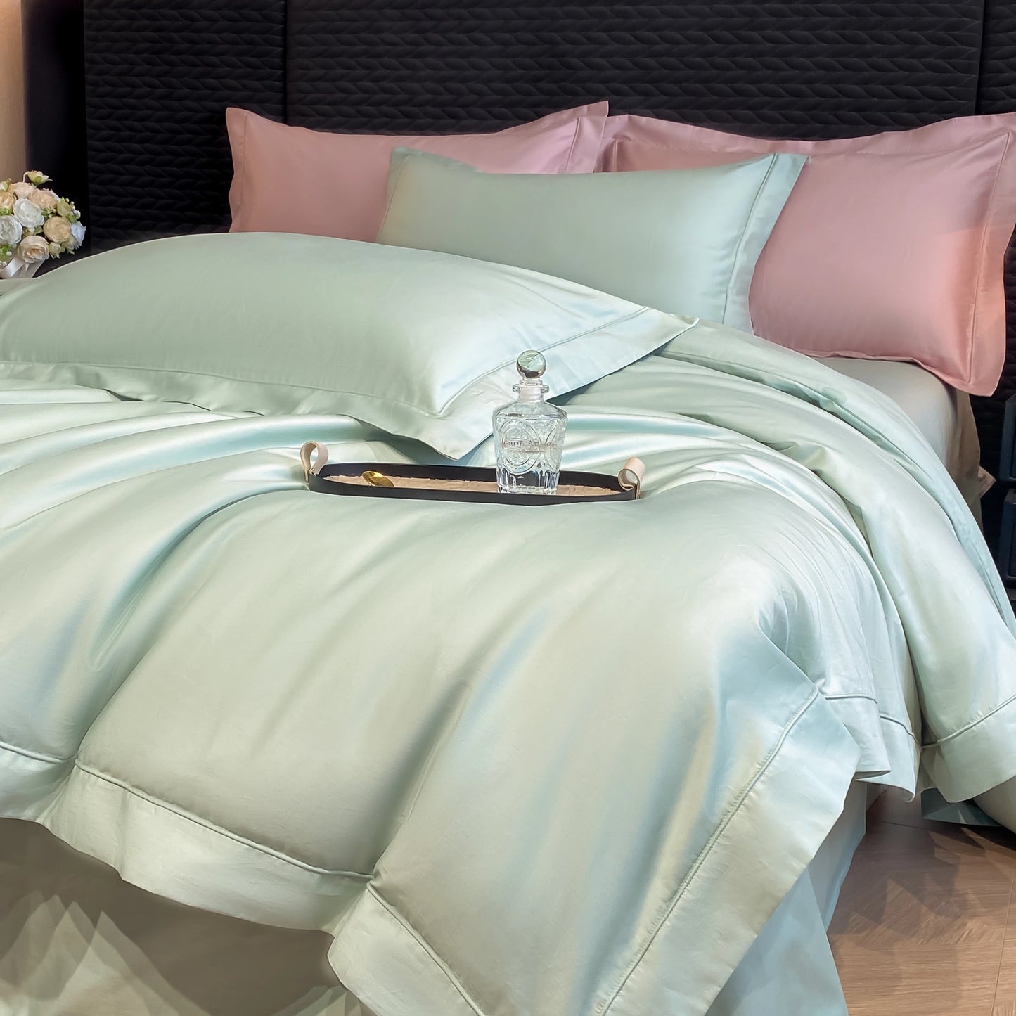 4-Piece 100% Cotton Bedding Set – High-End Hotel Duvet Cover, Solid Color