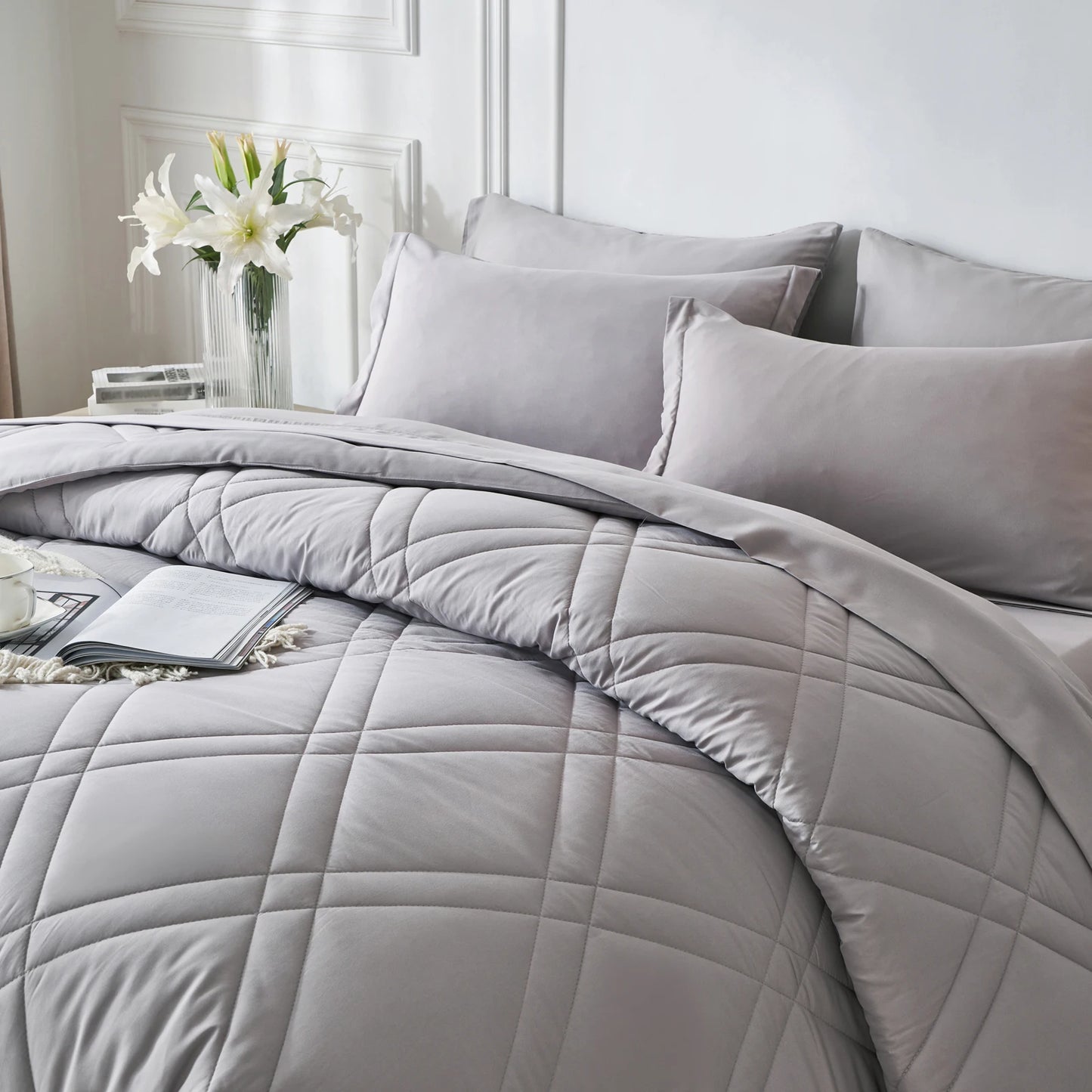 7-Piece Solid Comforter Set – Soft, Comfortable, All-Season Bedding