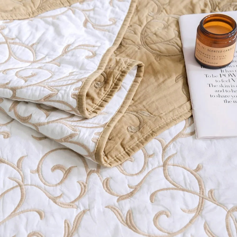 King-Size Cotton Quilt Set – 3-Piece with Pillow Shams