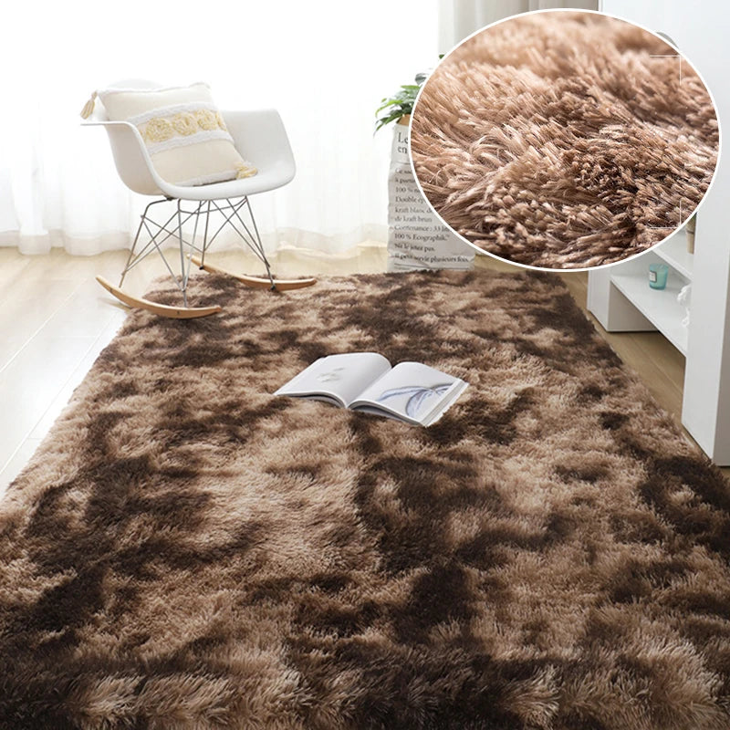 Gray Plush Area Rug – Soft Velvet Carpet with Anti-Slip Backing