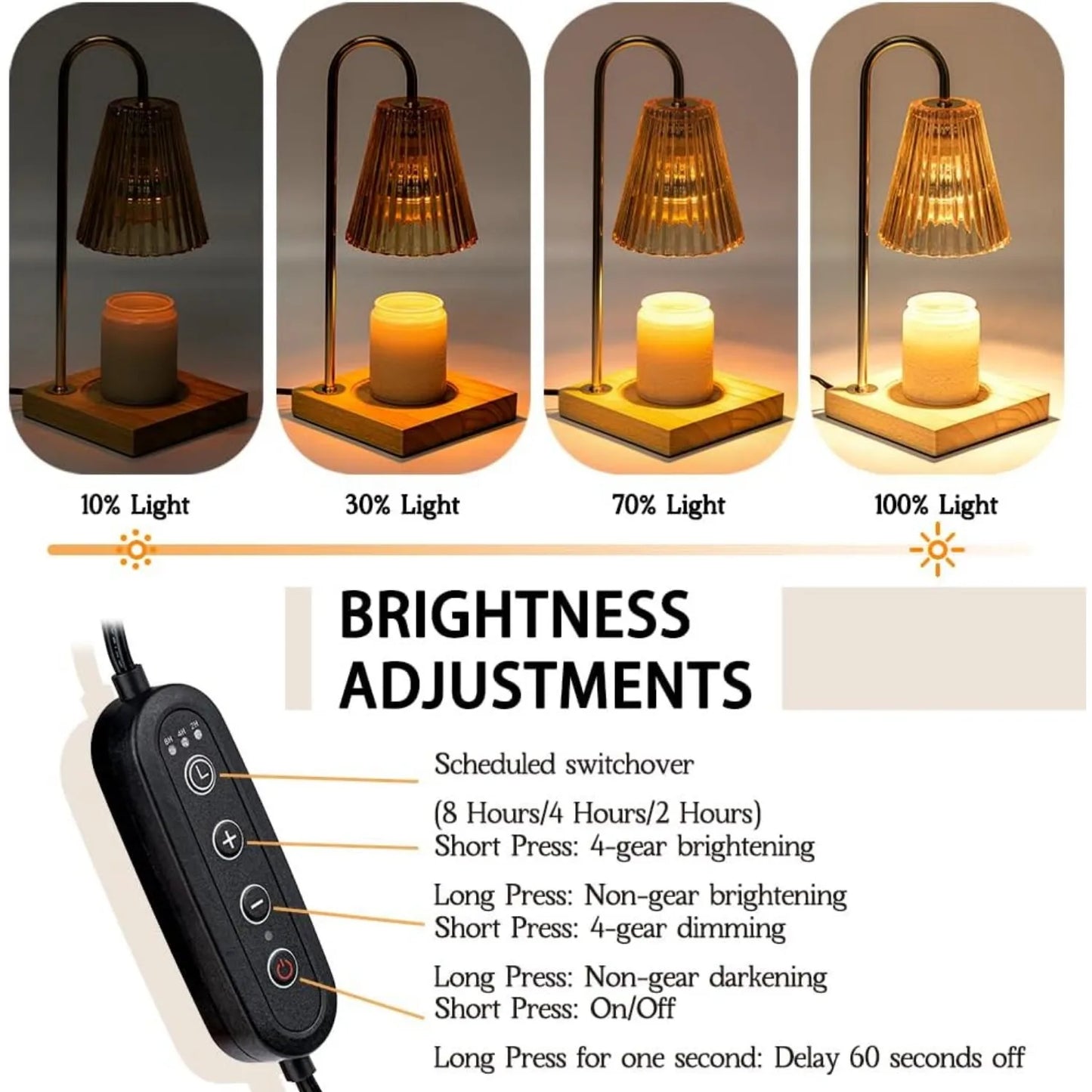 Dimmable Candle Warmer Lamp with Timer – Wooden Base Table Lamp for Home & Bedroom
