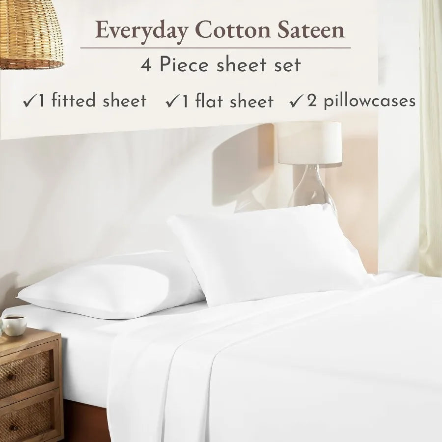 Queen Cotton Sheet Set – Soft, Breathable & Cooling 100% Cotton 🛏️🌿
