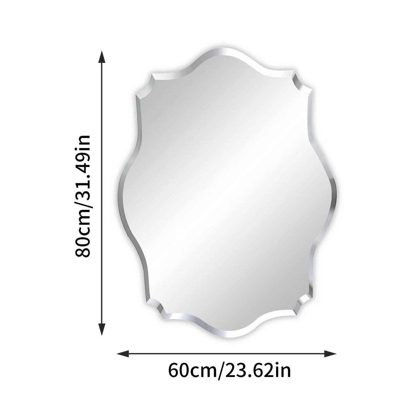 Wisfor Frameless Scalloped Wall Mirror – Irregular Beveled Edge Silver Glass for Bathroom, Living Room, Vanity, or Bedroom