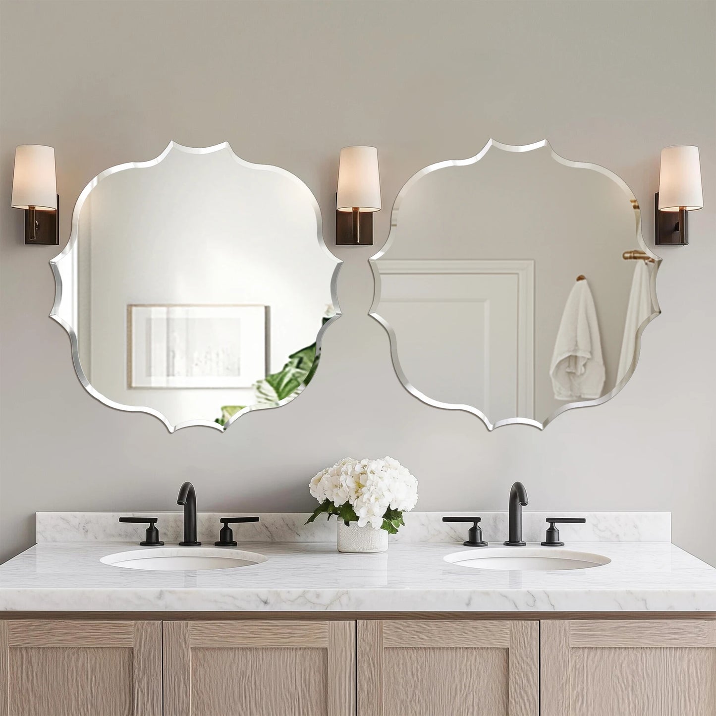Simplity Beveled Irregular Wall Mirror – Frameless Modern Glass Mirror for Bathroom, Living Room, or Entryway