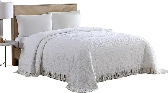 Medallion Chenille Bedspread – King, White
