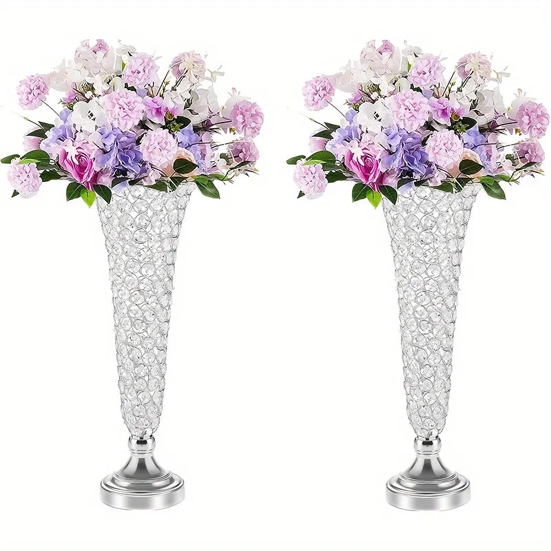 20-Inch Crystal Centerpiece Vases – Elegant Decorative Set for Tables & Events