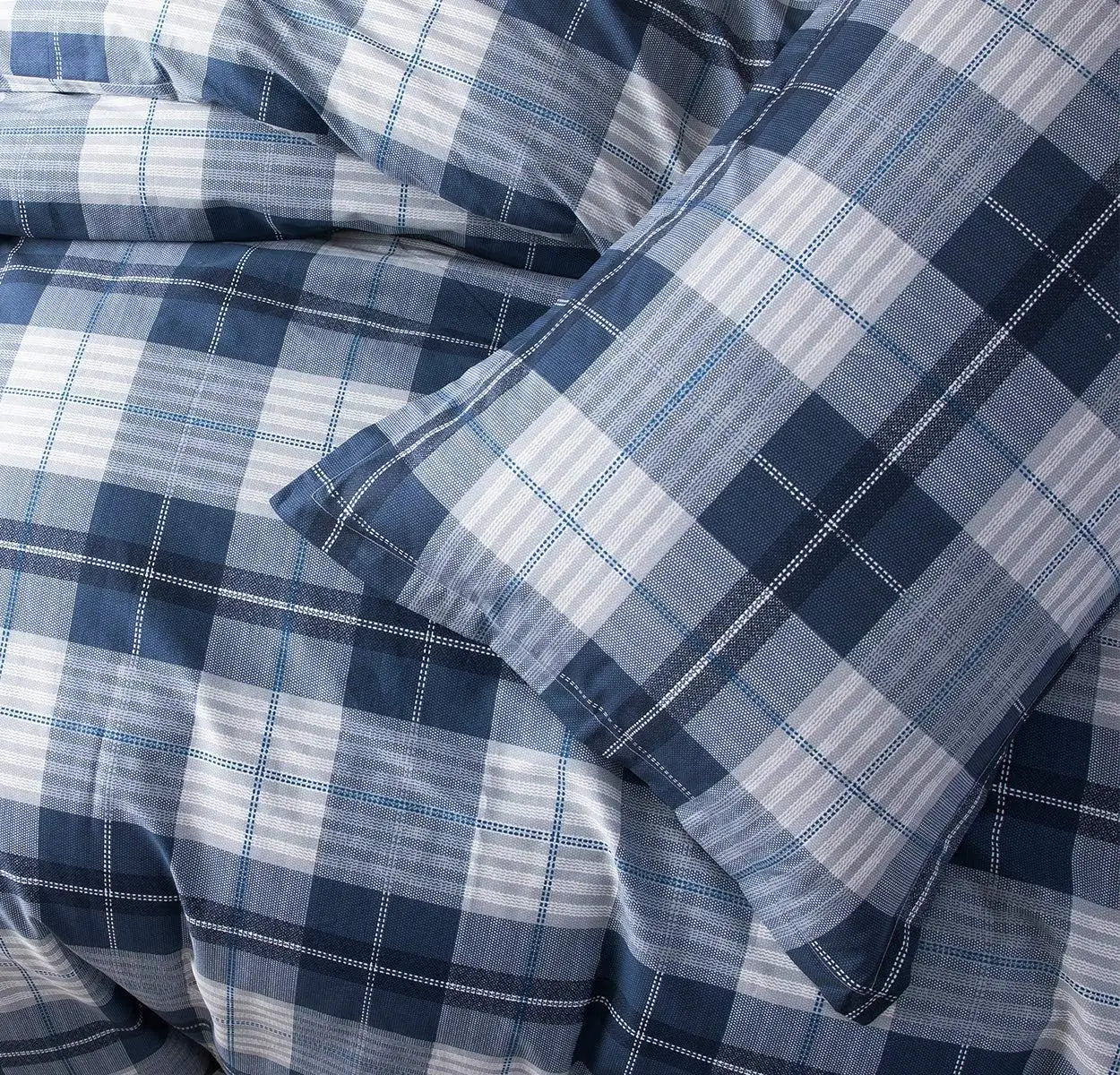 Sleepbella Navy & Grey Buffalo Plaid Comforter Set – 600 TC Cotton, Down Alternative Bedding