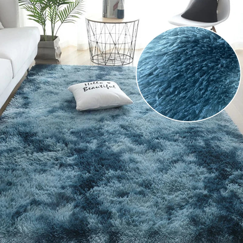 Gray Plush Area Rug – Soft Velvet Carpet with Anti-Slip Backing