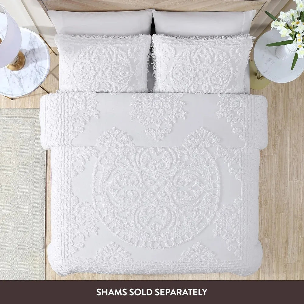 Medallion Chenille Bedspread – King, White