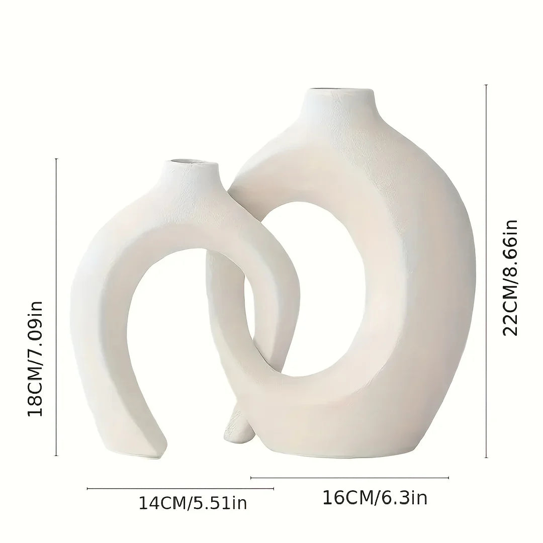 2-Piece Ceramic Vase Set – Modern Decorative Art for Living Room & Bedroom