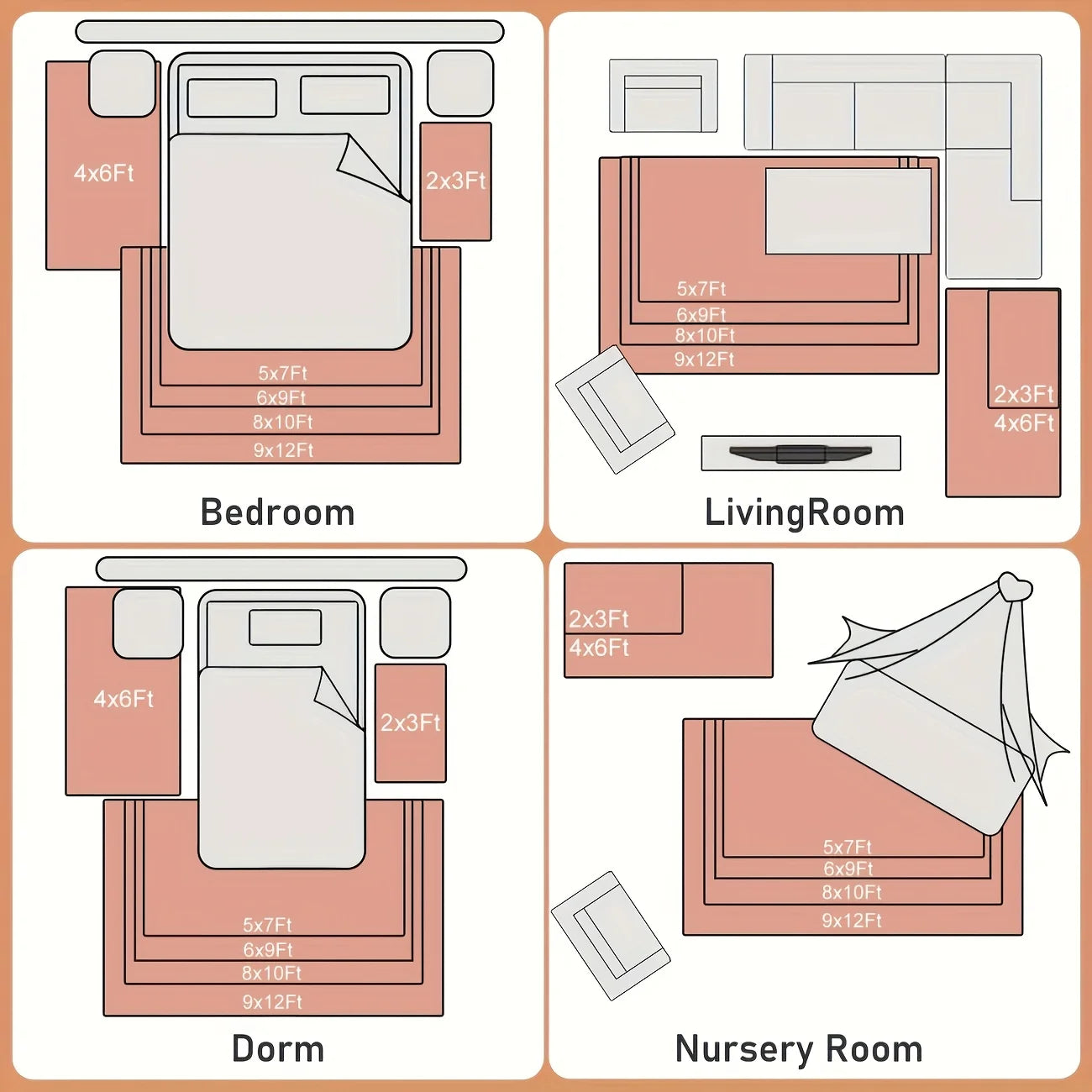 Bean Paste Color Fluffy Plush Non-Slip Carpet – Soft Area Rug with 4 Stickers