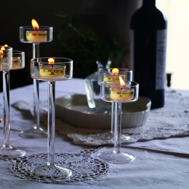 Set of Glass Tealight Candle Holders – Elegant Crystal Decor