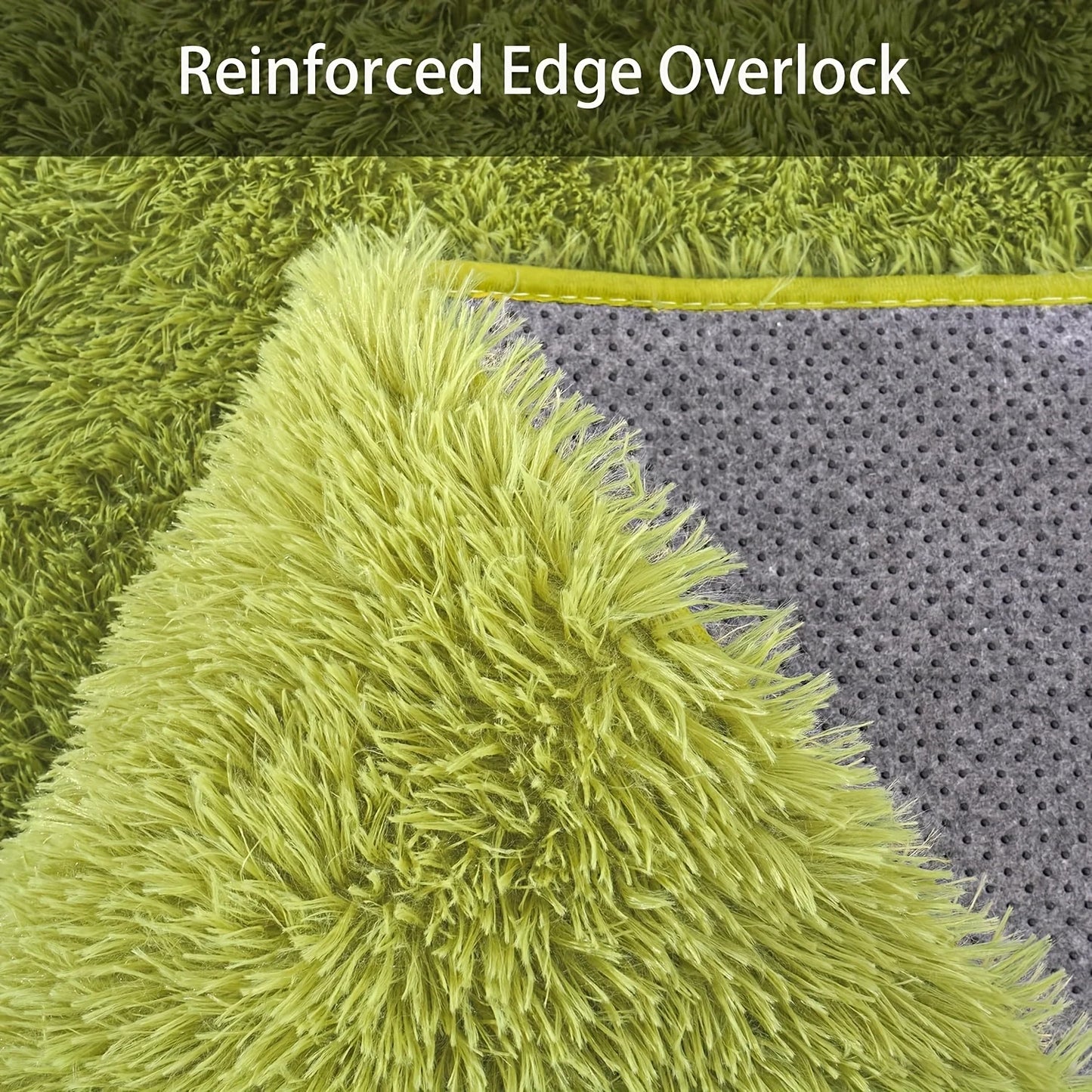 Room Decor Rug – Grass Green Soft Shaggy Non-Slip Luxury Plush Carpet with 4 Rug Stickers