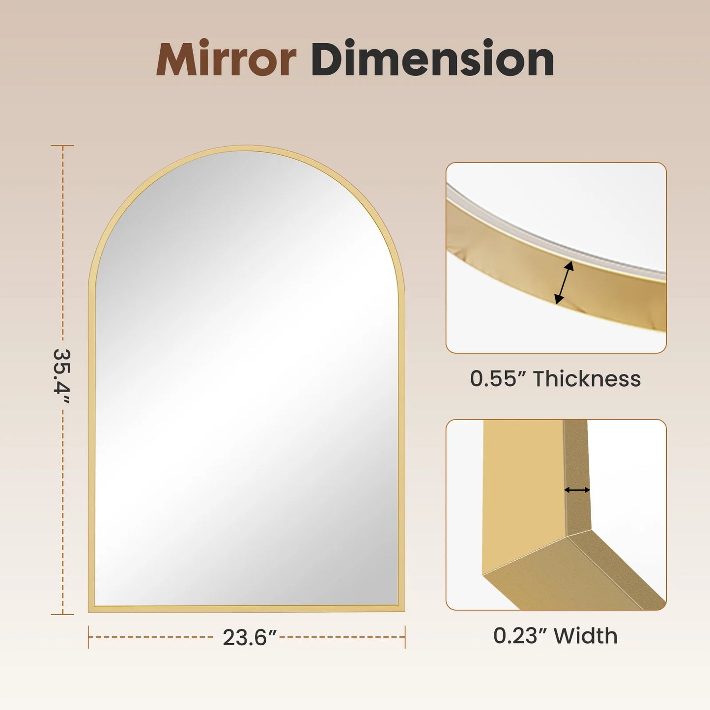 Arched Metal Framed Bathroom & Wall Mirror – Modern Wall Decor