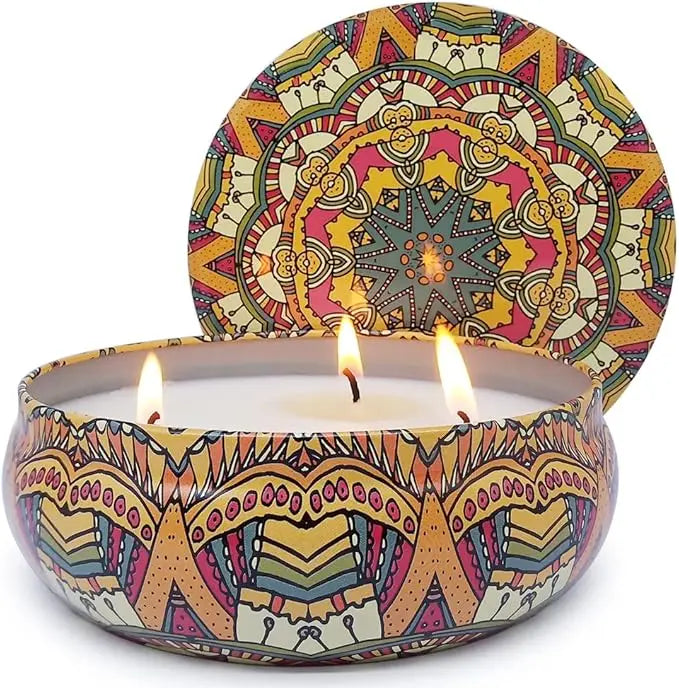 🕯️ Blue & White Citronella Outdoor Candle – Decorative Bug-Repellent Candle for Patio, Garden & Backyard (8.4 oz)