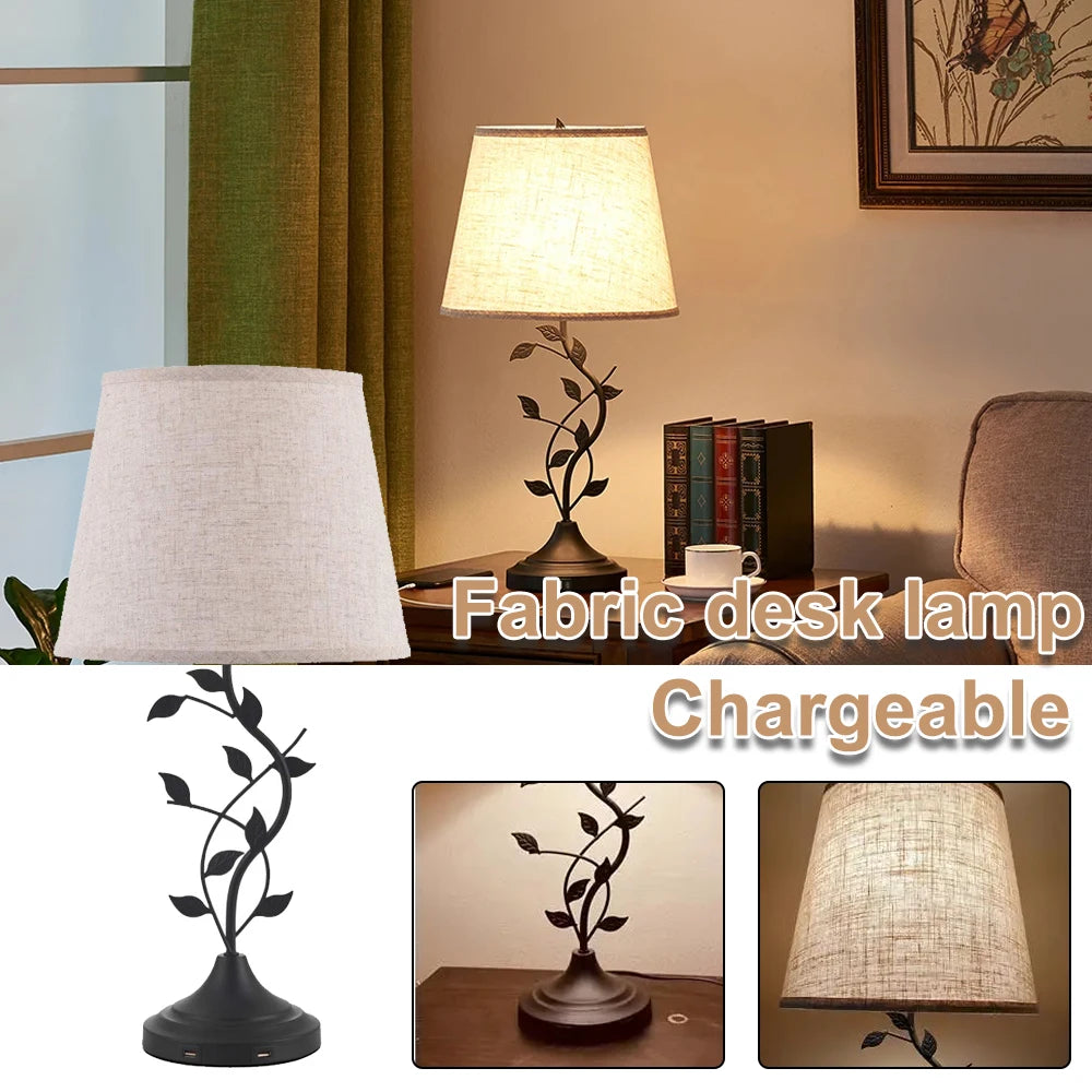 Rechargeable Retro Table Lamp – USB-A & USB-C Night Light for Bedroom and Living Room