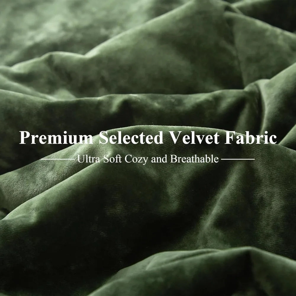 Green Crushed Velvet Comforter Set – Ultra-Soft 5-Piece Queen Bedding Collection