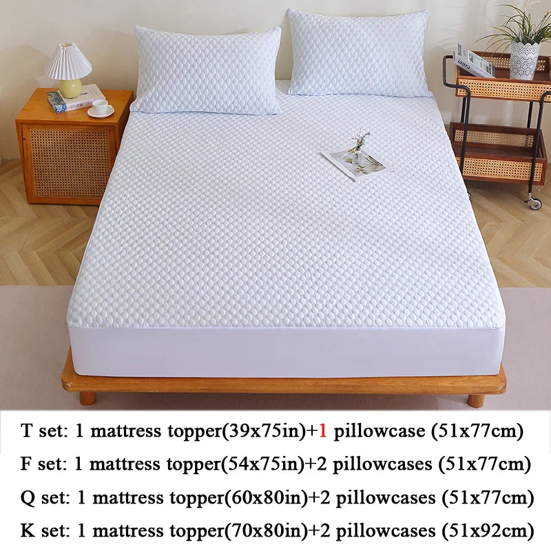 Cooling Mattress Topper & Pillowcase Set – Twin, Full, Queen & King, Summer Bedding