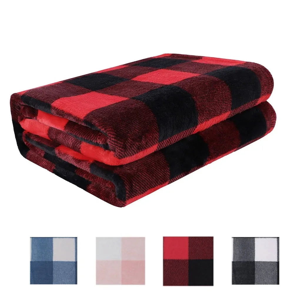 Plaid Soft Plush Fleece Blanket – Lightweight, Cozy & Stylish Comfort for Every Season