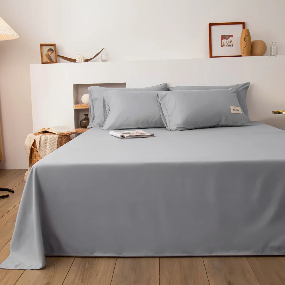 Soft Polyester Flat Bed Sheet | Breathable, Skin-Friendly & Fade-Resistant Bedding