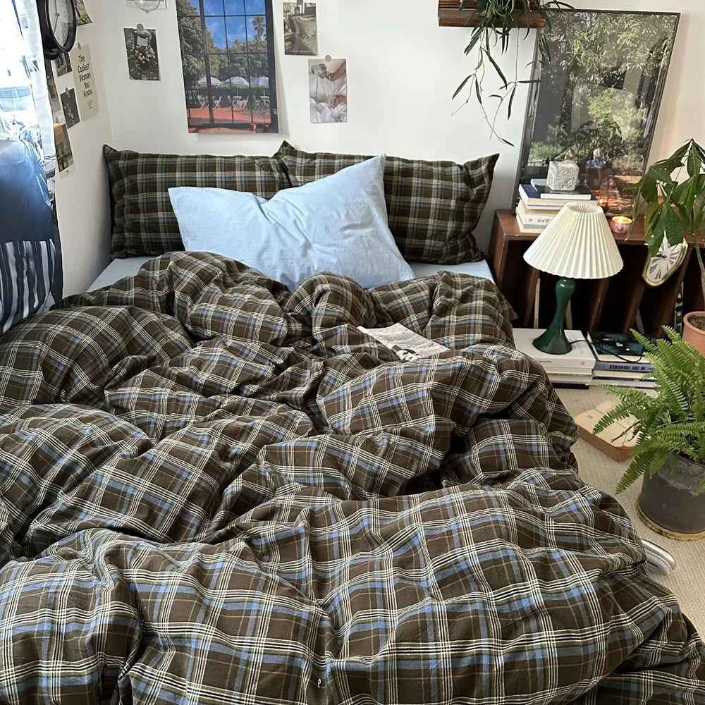 Vintage Buffalo Plaid Duvet Cover Set(3-piece) – Full Size (Full/Double)