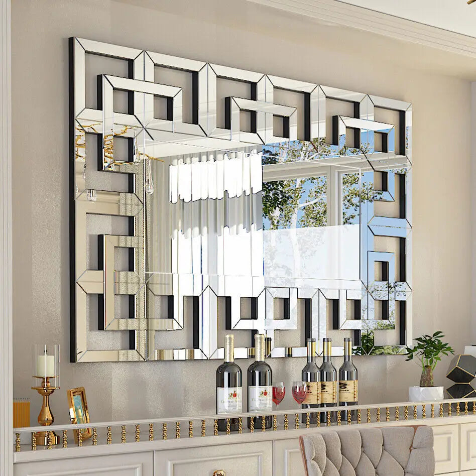 Rectangular Large Wall Mirror – Grecian Venetian Frame, Modern Accent