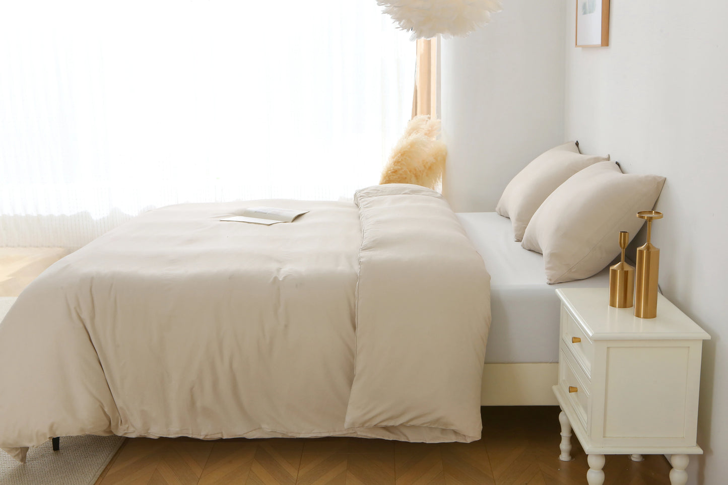 3-Piece Solid Color King Duvet Cover Set