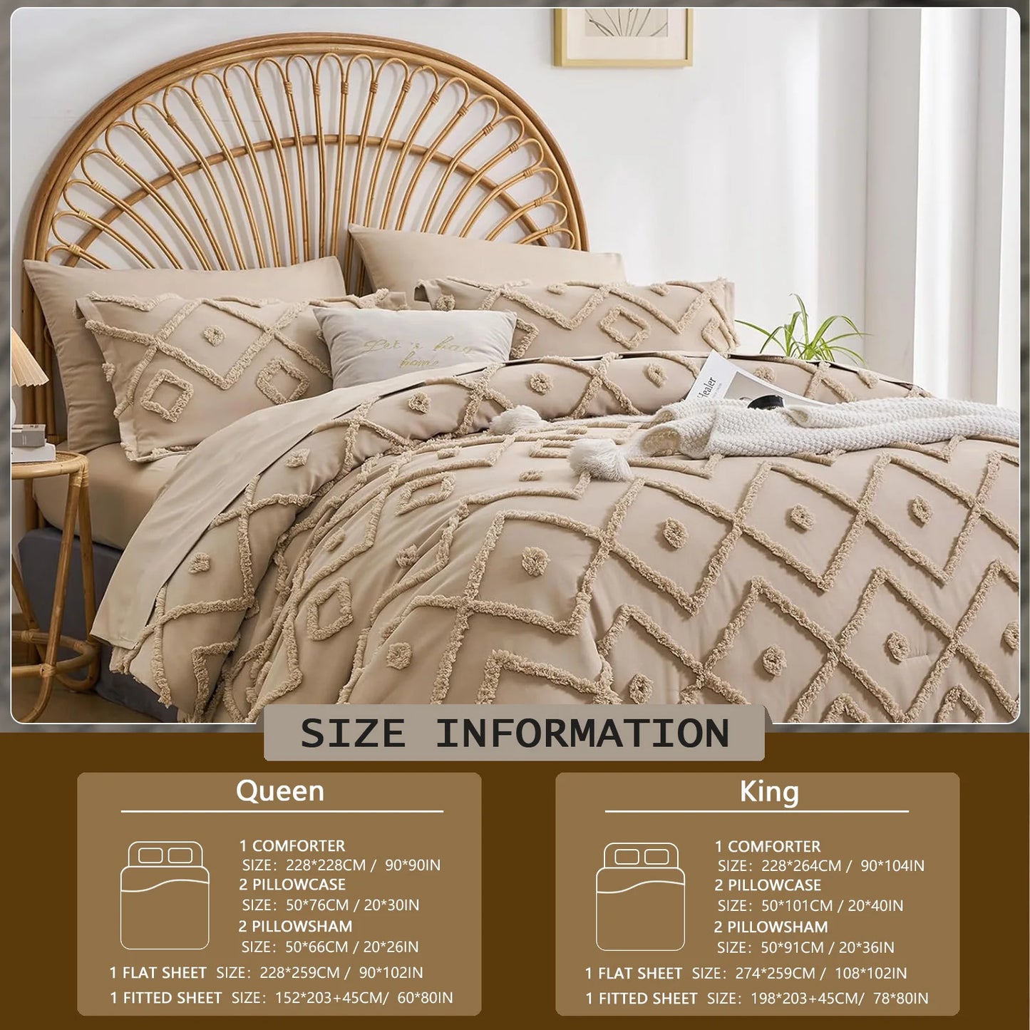 7-Piece Tufted Quilt Bedding Set – Soft Microfiber Lightweight Comforter Set for All Seasons