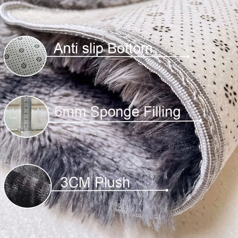 Gray Plush Area Rug – Soft Velvet Carpet with Anti-Slip Backing