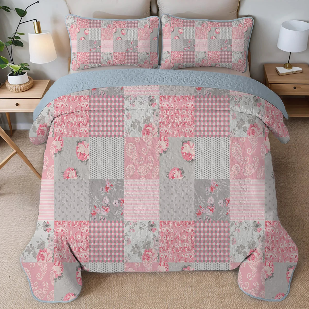 Animal Print Quilt Set – Soft 100% Polyester Microfiber Pink