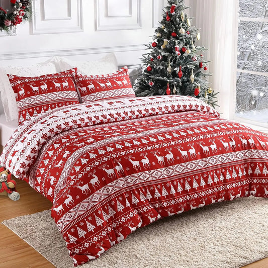 Christmas Duvet Cover Set – Reversible Holiday Bedding 🎄❤️