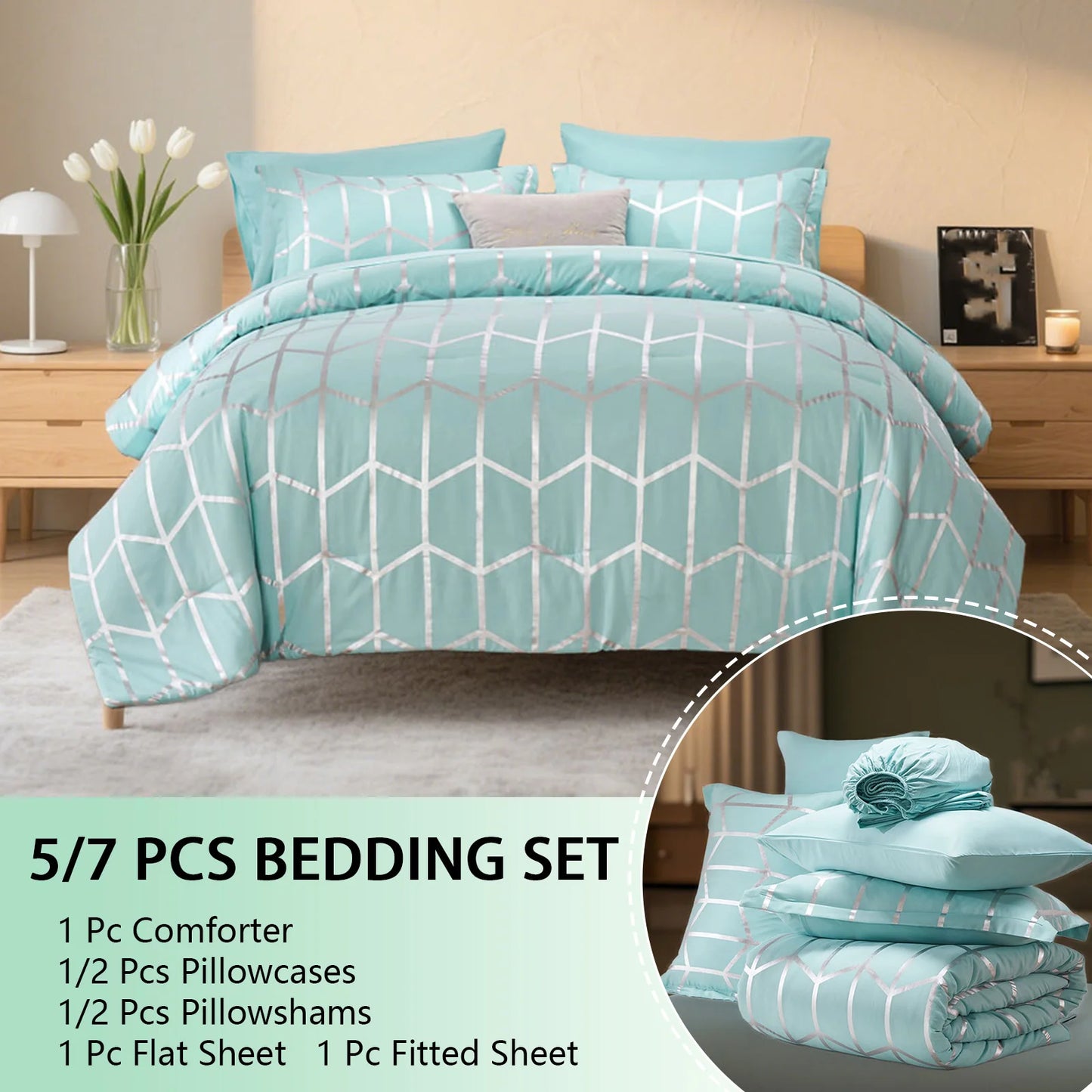 Elegant Gold Foil Comforter Set – Soft, Warm & Stylish Bedding