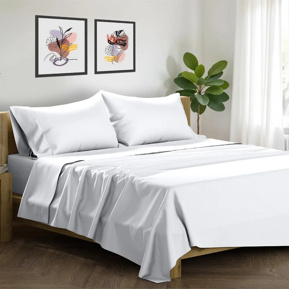 Egyptian Cotton King Sheet Set 100% Linen 1500TC Soft Breathable Luxury